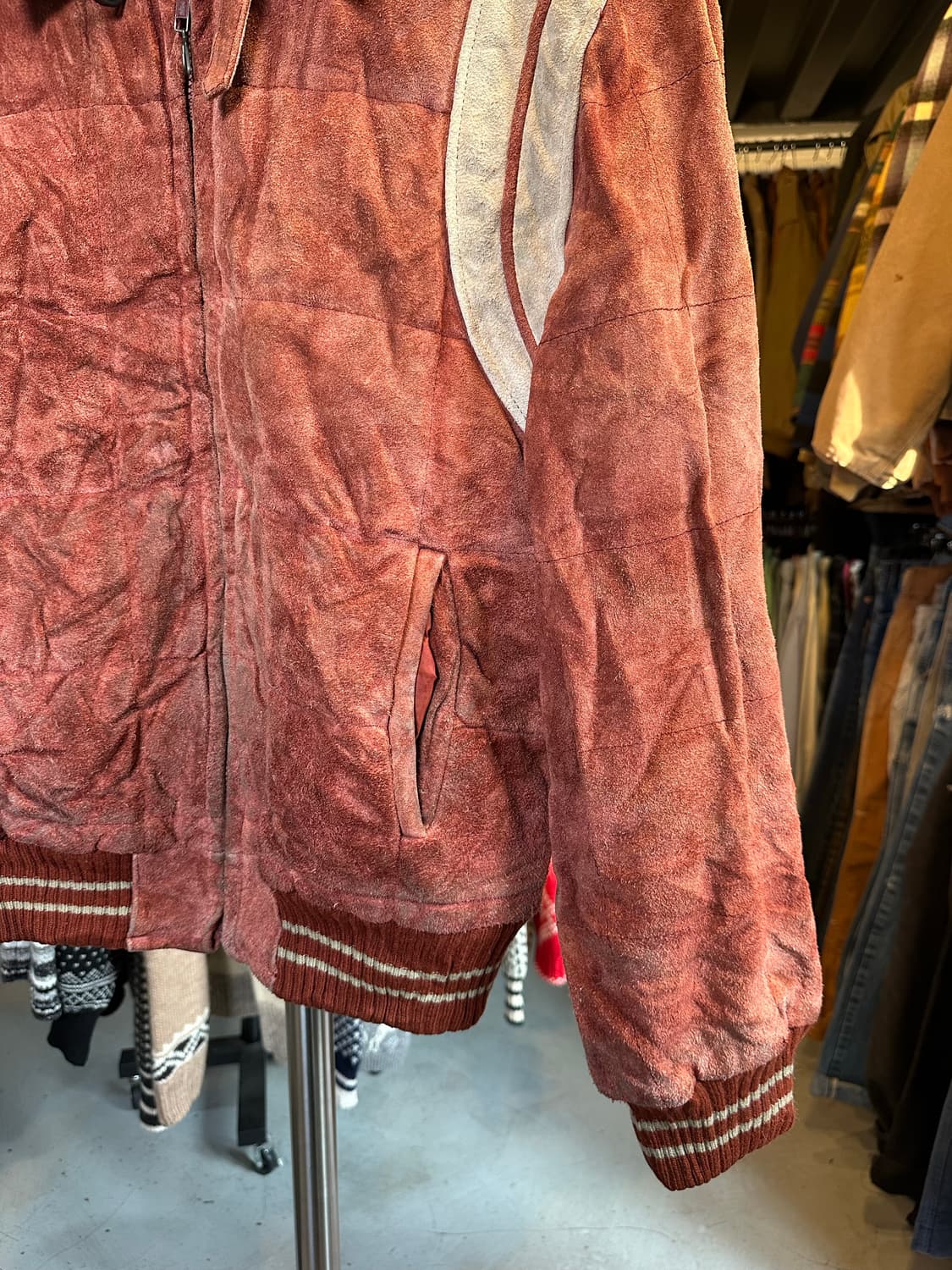 Old 헤비 리얼 레더 스웨이드 모터사이클 레이싱 자켓 상품이미지6