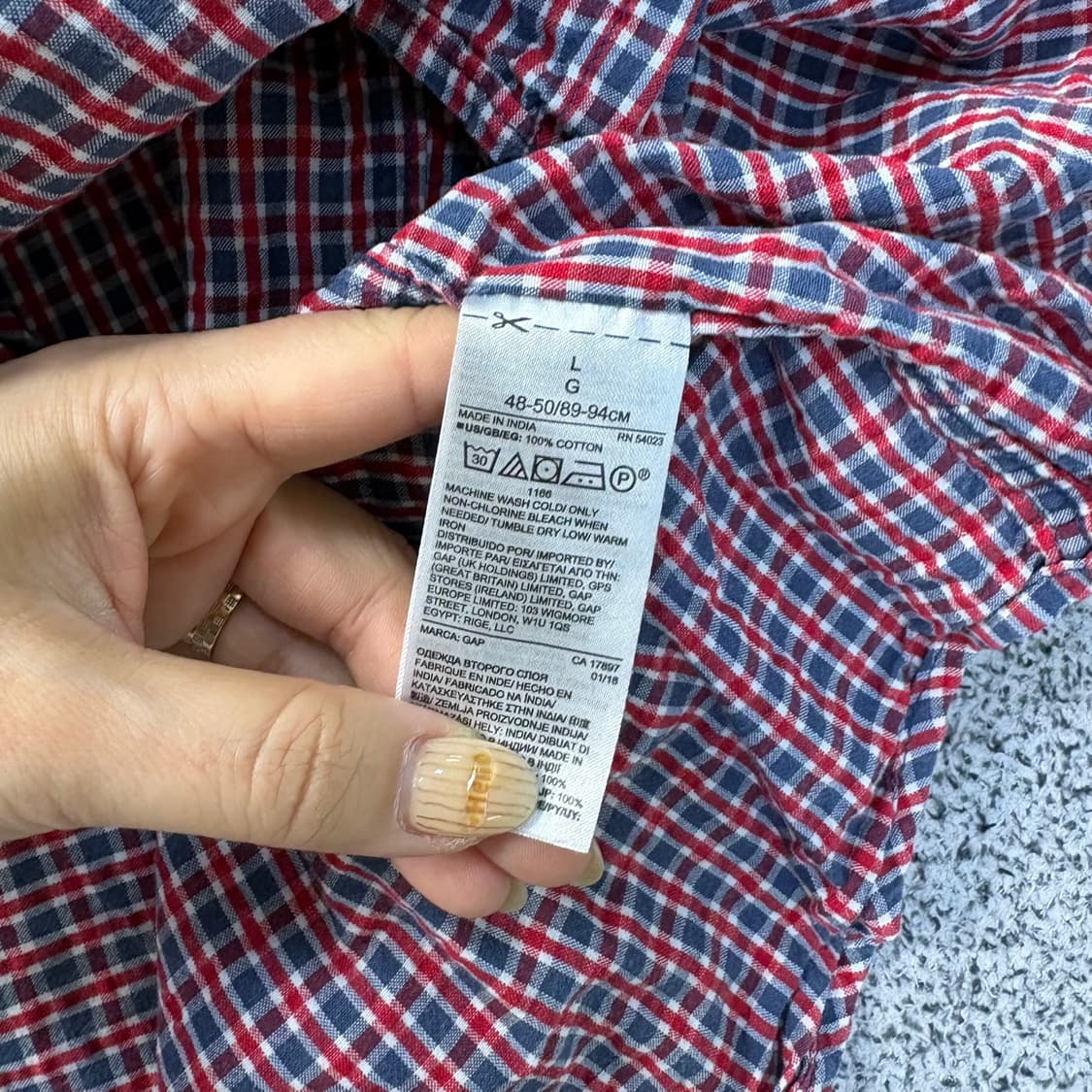 L 갭 남성 체크 반팔 셔츠 남방 0416J 상품이미지4