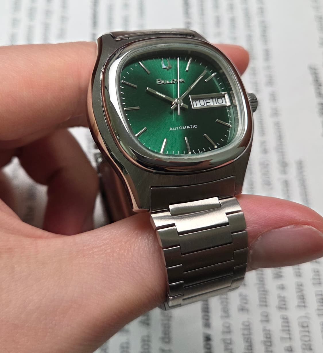 빈티지 부로바 터틀 데이데이트 올리브그린 뻐뻐시 브레이슬릿 ver. 상품이미지5