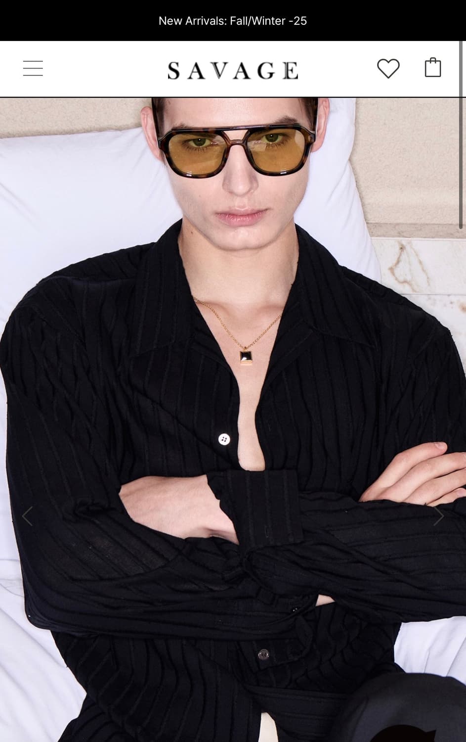 세비지 블랙 스트라이프 셔츠 XL 상품이미지3