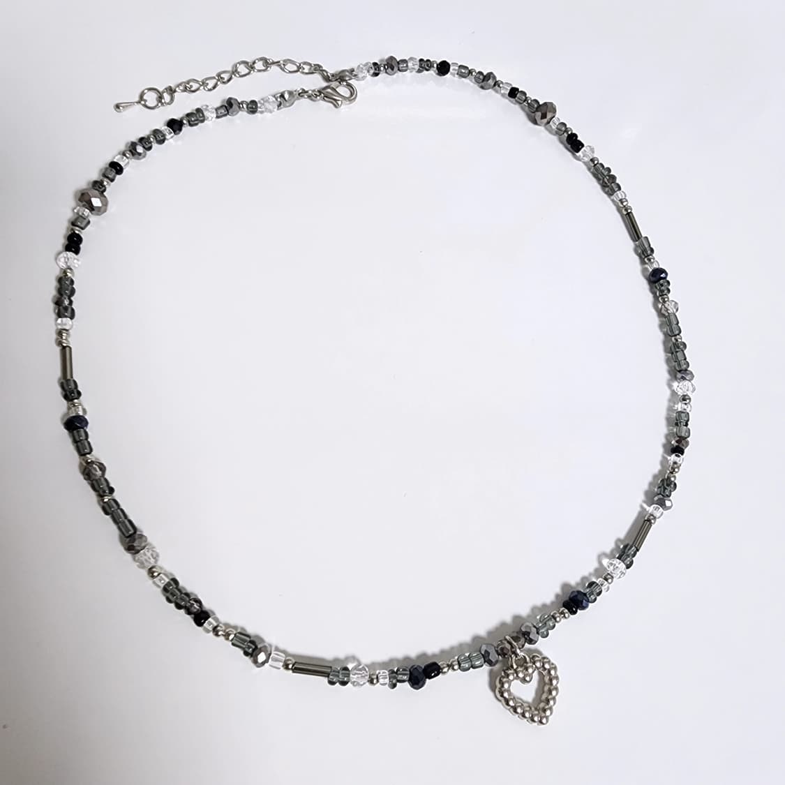 파티걸 블랙 실버 비즈 목걸이🩶 상품이미지1