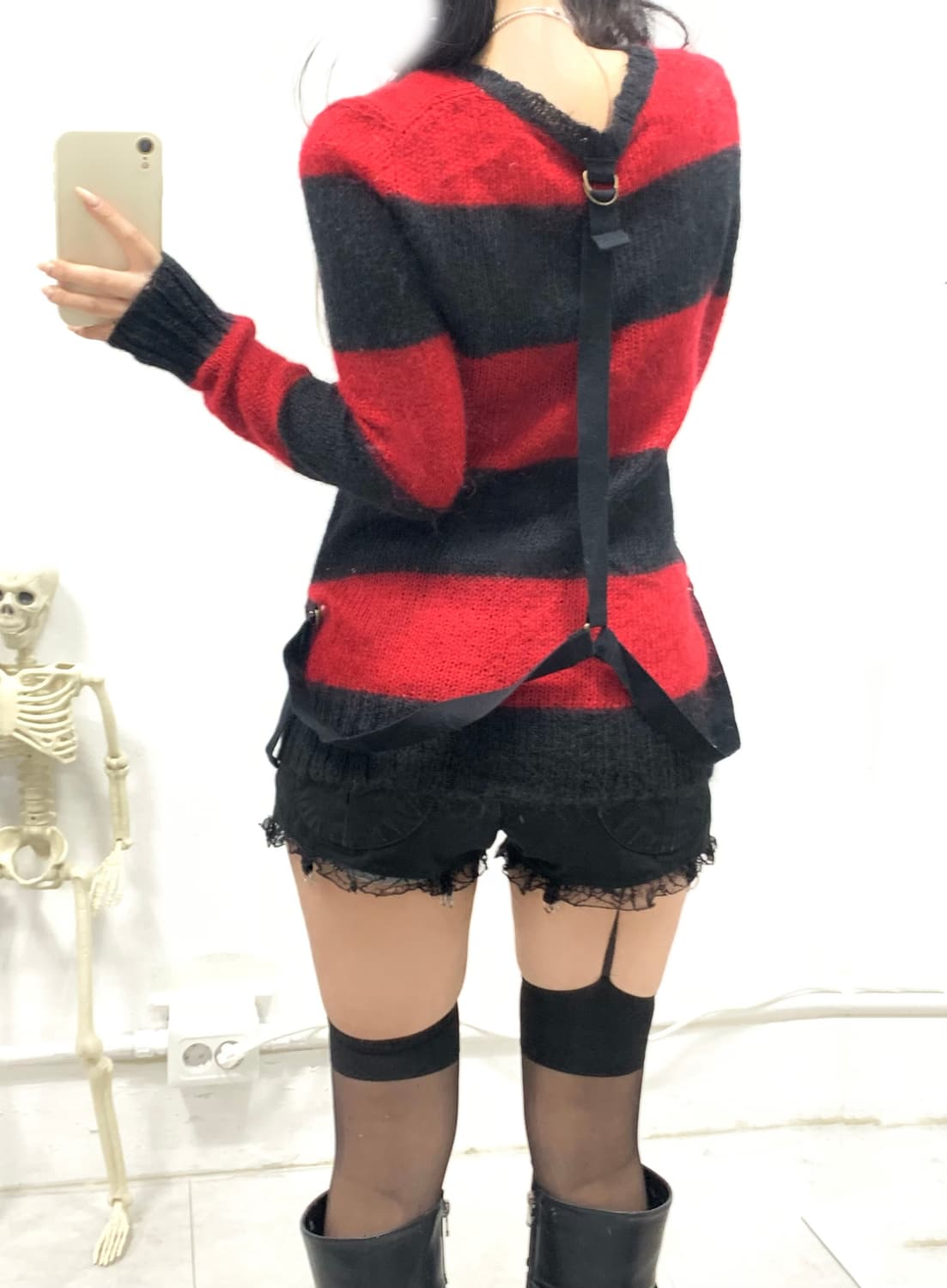 [PEACE NOW] 펑크 미사깔 스트랩 스트라이프 니트 상품이미지4