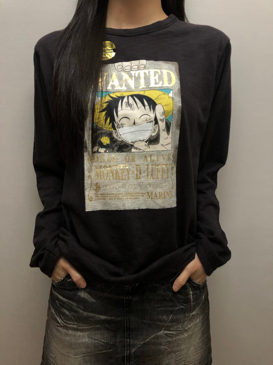 빈티지 원피스 루피 프린팅 롱 슬리브 상품이미지1