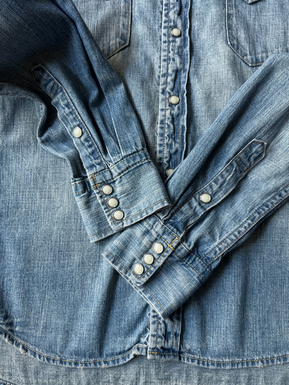 [M]레미릴리프 재팬메이드 빈티지 워싱 버튼다운 데님 웨스턴 셔츠 상품이미지5