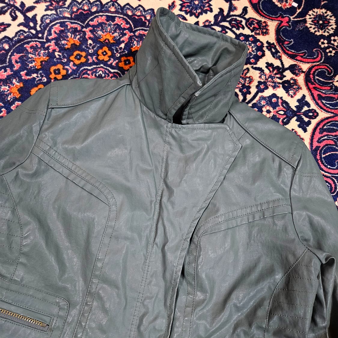 쟈딕앤볼테르 그레이 왁싱 바이커 자켓 S size 상품이미지3