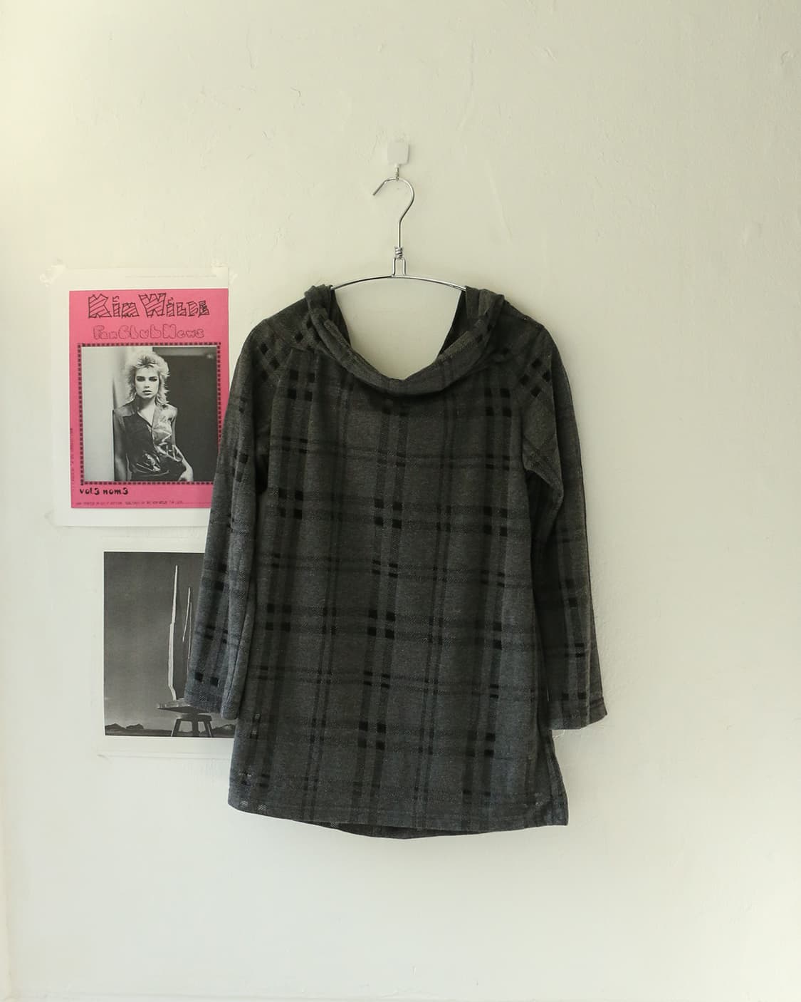 요지 야마모토 느와르 체크 후드 드레이프 탑  상품이미지3