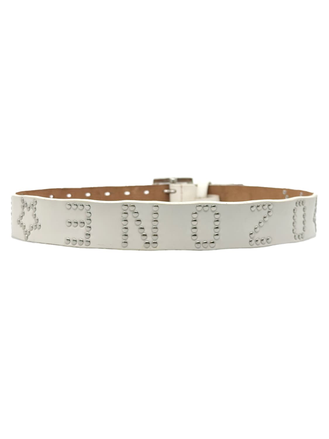  Studded White Leather Belt/ Os  상품이미지3