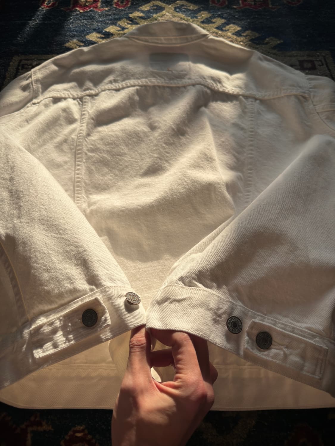 90s USA 리바이스 70507-0251 화이트 코튼트윌 트러커 자켓 상품이미지7