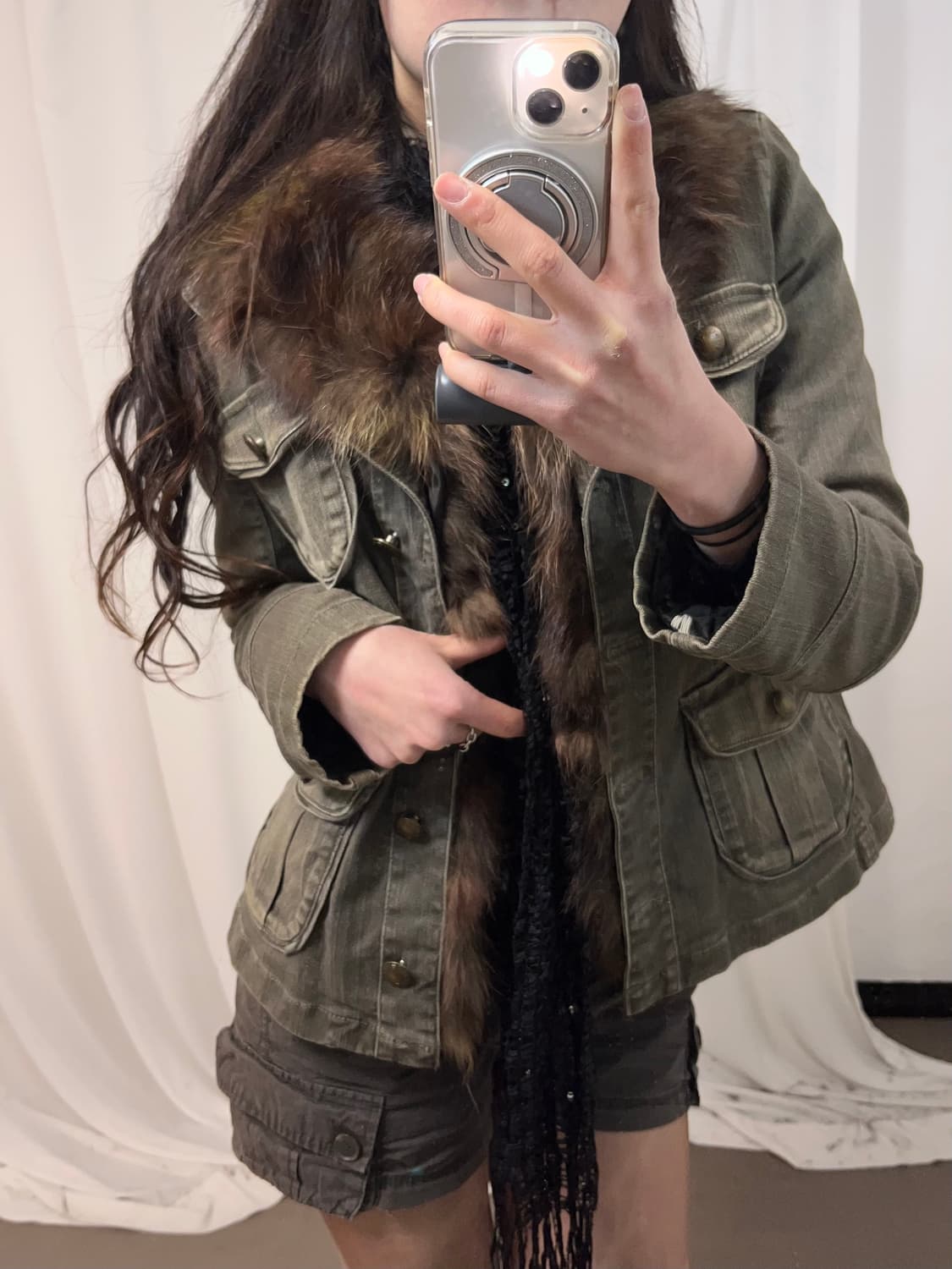 폭스퍼 트리밍 자켓 상품이미지6