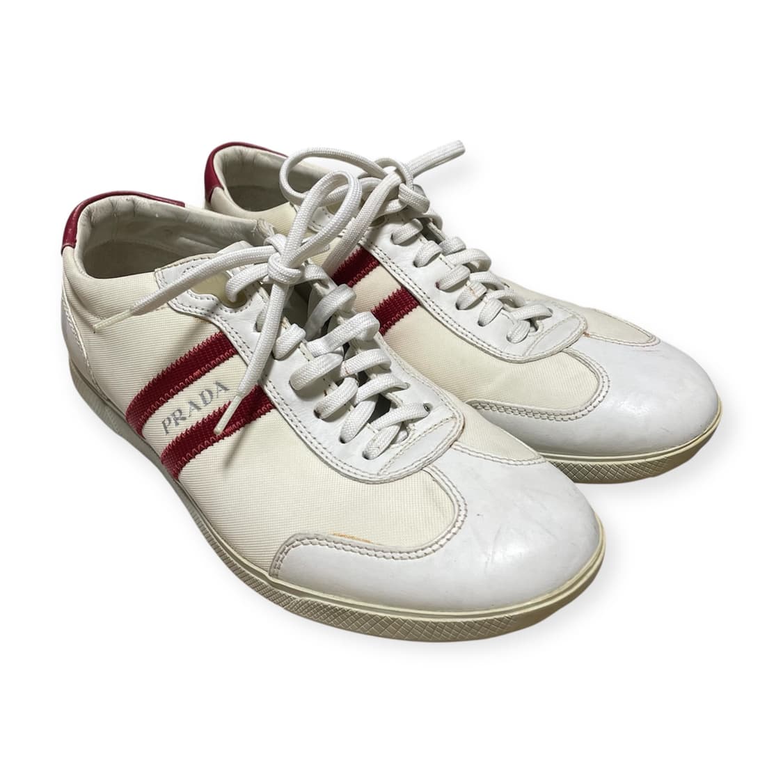 265) 프라다 레드탭 로고 레더 스니커즈 상품이미지2