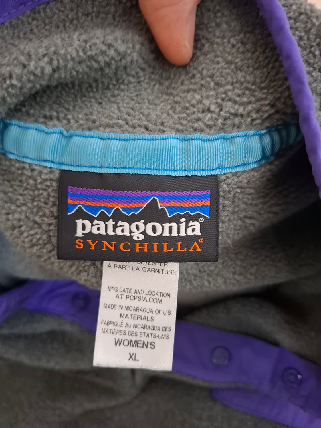 우먼스 XL 파타고니아 신칠라 플리스 그레이/퍼플 풀오버 상품이미지3