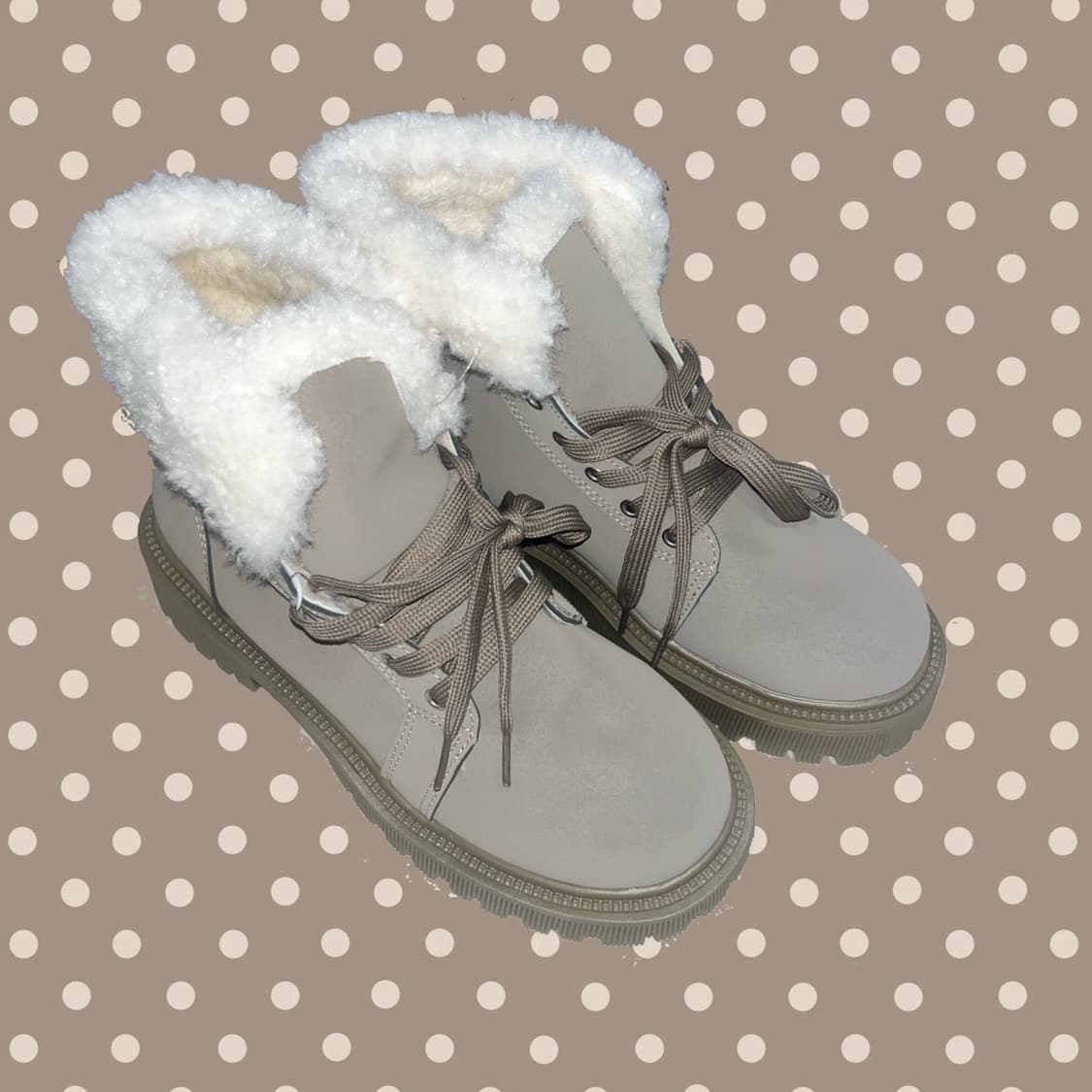 250 퍼 레이스업 앵클 부츠 갸루 달천깔 모리걸 라떼 새상품 상품이미지1