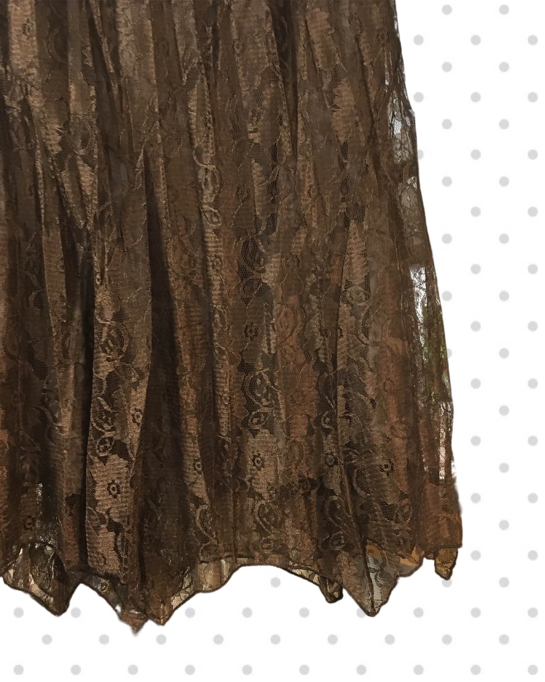 VINTAGE SHIRRING LACE LONG SKIRT BROWN 상품이미지7