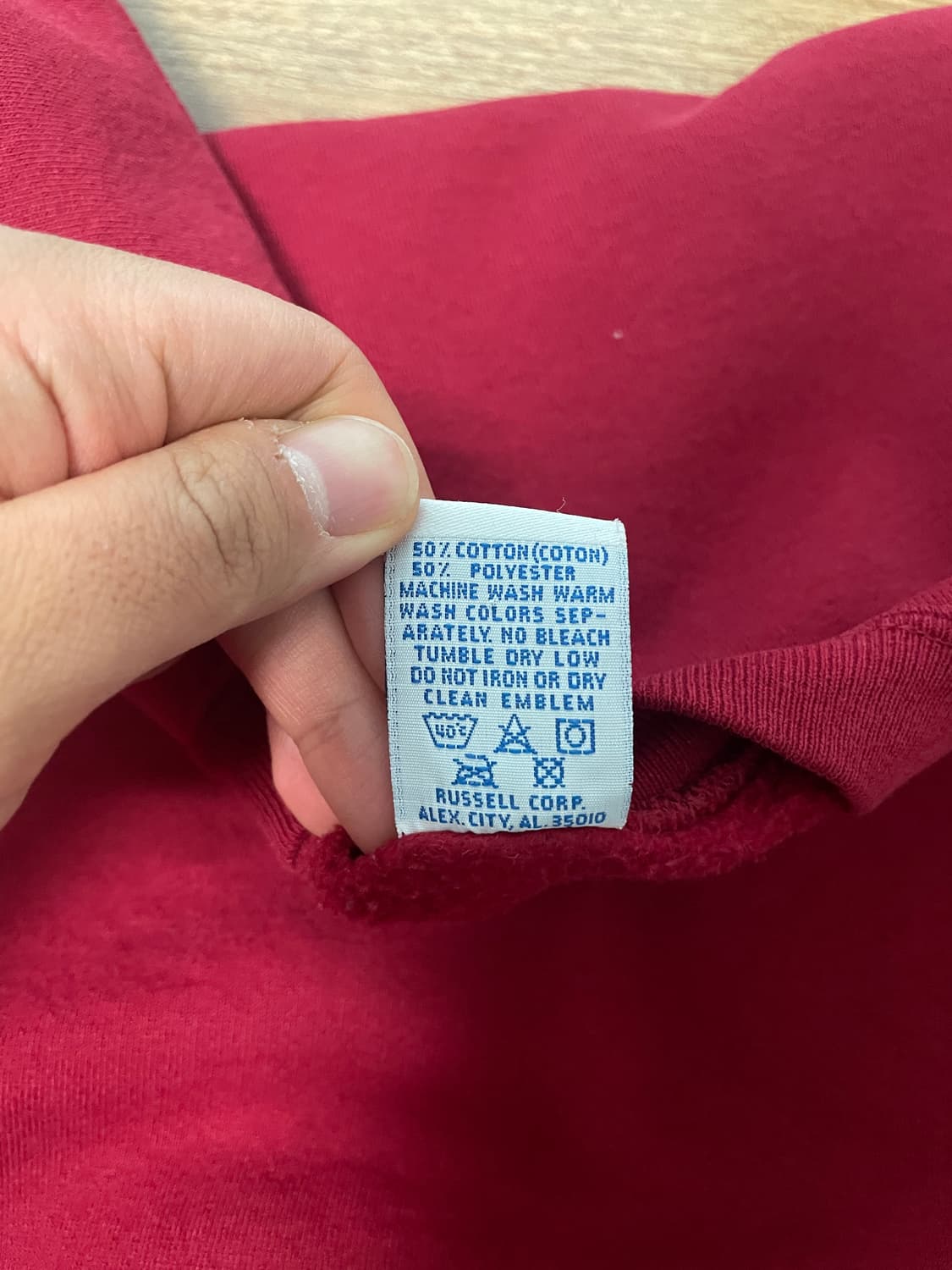 90s 러셀 애슬레틱 스웻셔츠 버건디 미제🇺🇸 상품이미지6