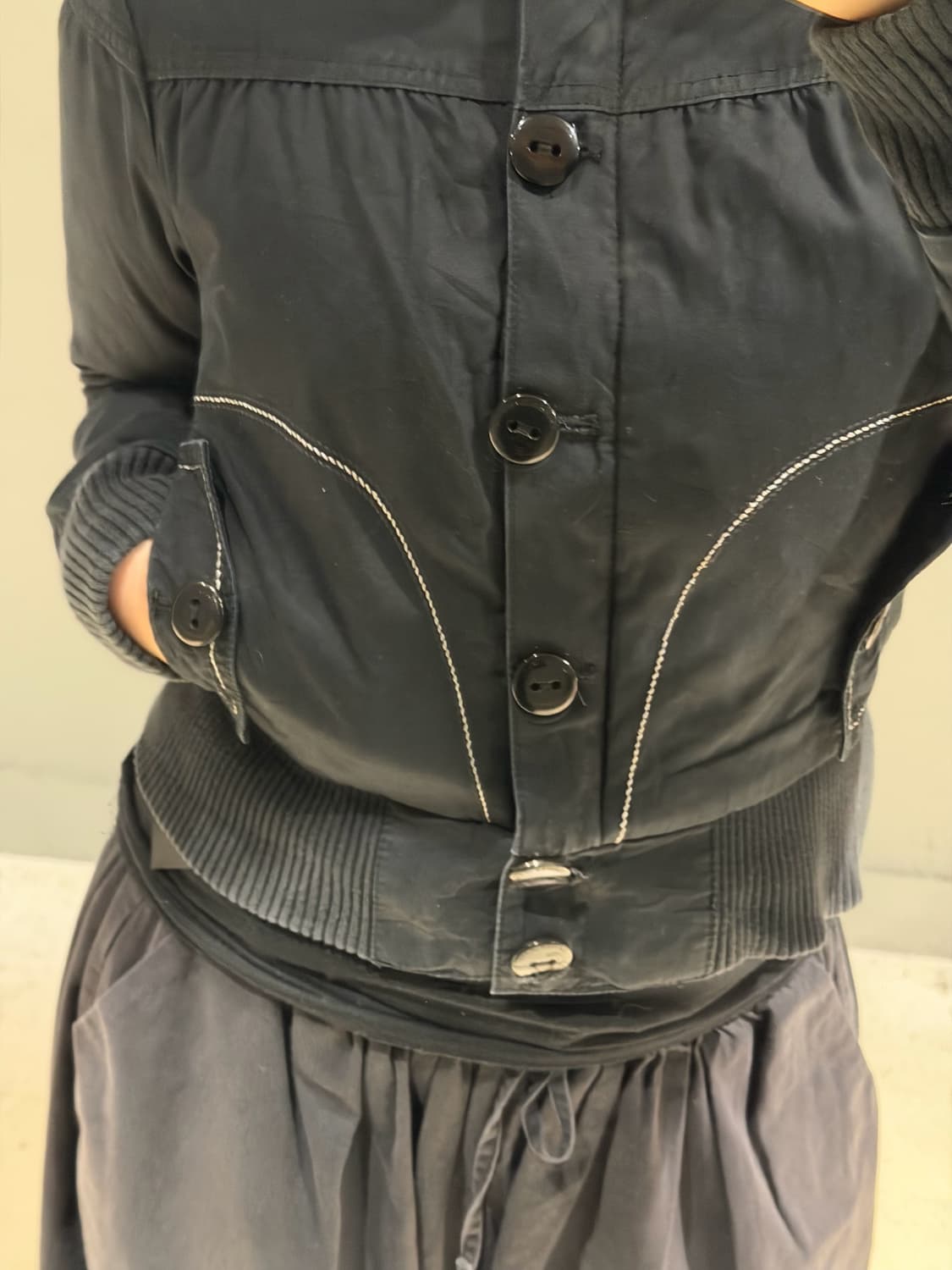 high-neck button-up crop jacket 상품이미지4