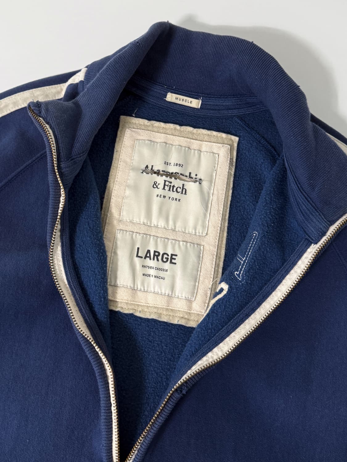 아베크롬비 루즈핏 00‘s 빈티지블루 스웻 집업 상품이미지4