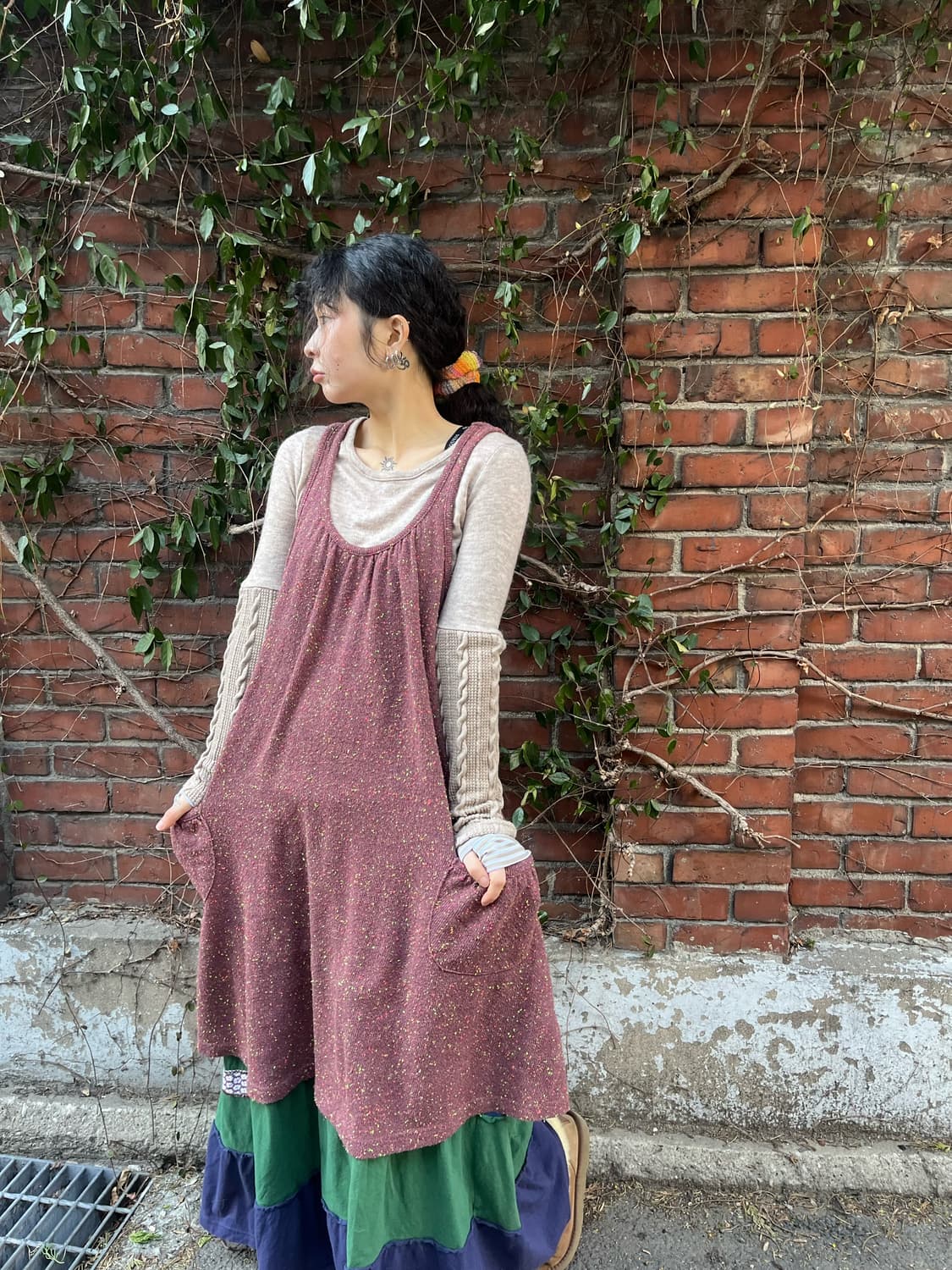 티티카카 버건디 미디 원피스 상품이미지3