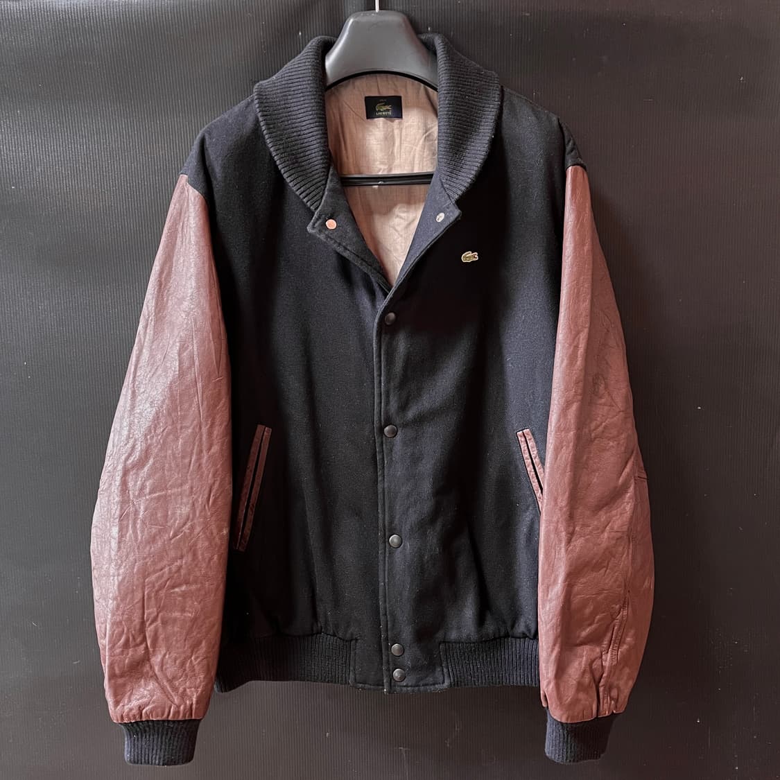 00s 라코스테 레더 슬리브 바시티 자켓 Made in Italy (DE 상품이미지1