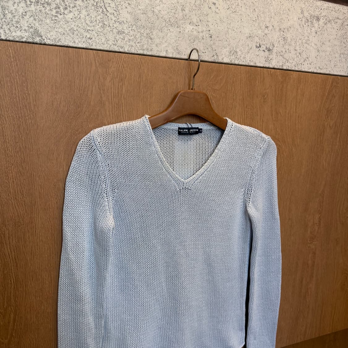 폴로 랄프 로렌 브이넥 롱슬리브 니트 디테일 라이트 블루 상품이미지5