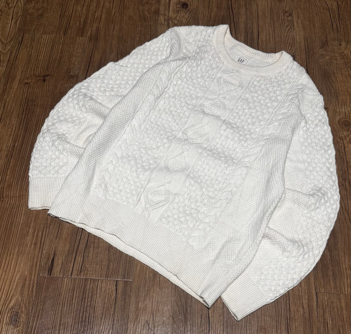 [M] GAP 갭 케이블 화이트 니트 스웨터 상품이미지1