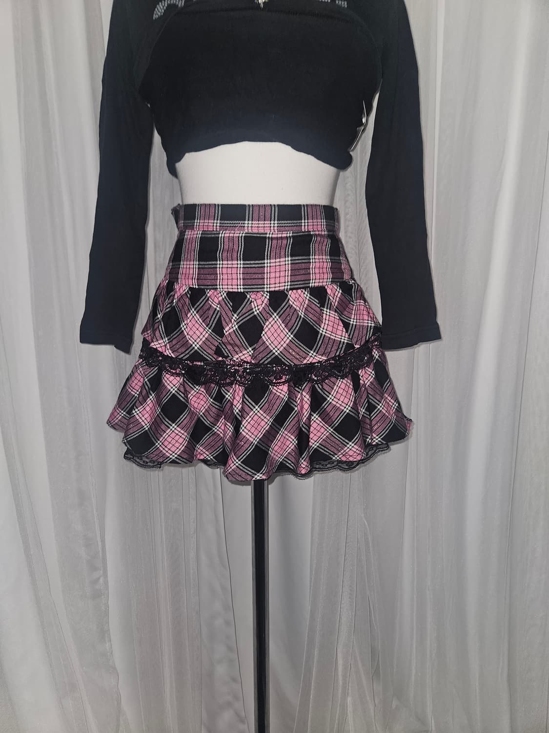 my classics 캐캐체 y2k 슈슈룬 핑크 체크 스커트 상품이미지1