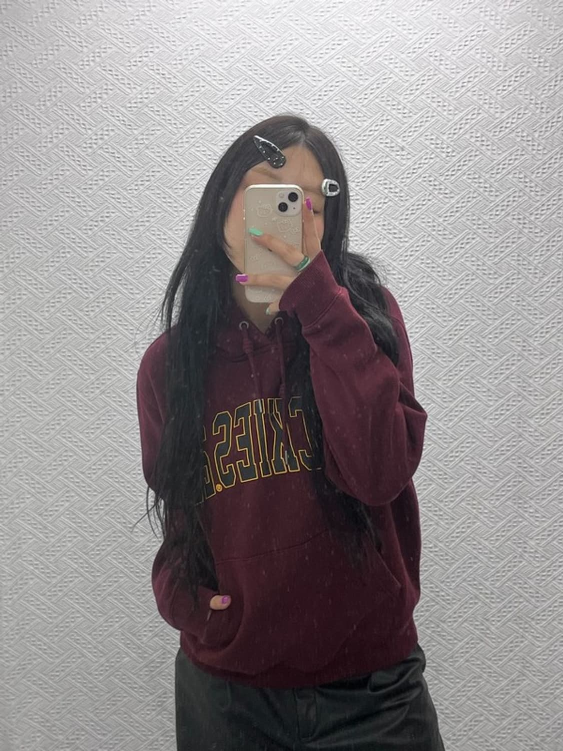 디키즈 올드스쿨 컨트리룩 버건디 후드티 M C07009 상품이미지2