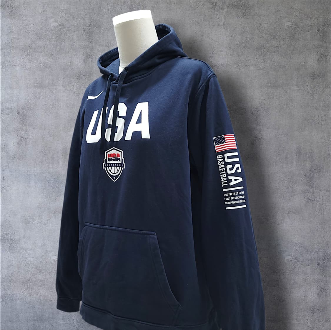 [2XL] 나이키 네이비 USA 바스켓볼 풀오버 기모 후드티 상품이미지3