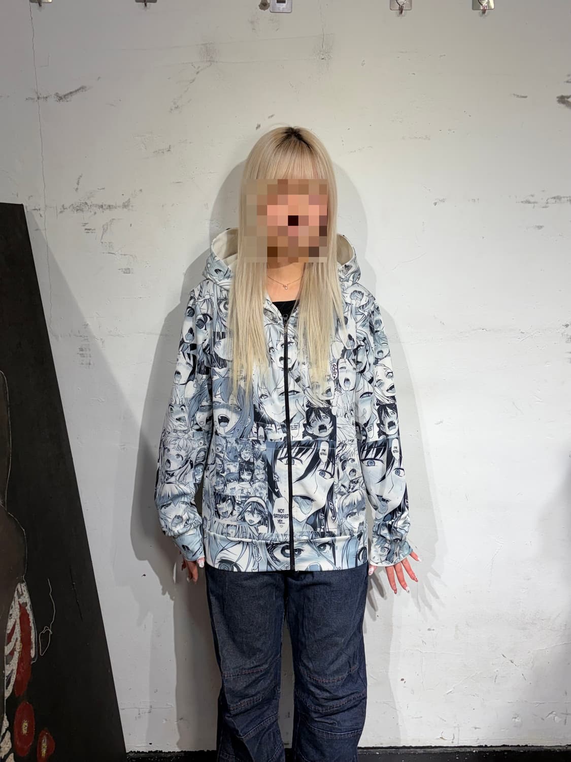 빈티지 아헤가오 프린팅 후드집업 M 상품이미지5