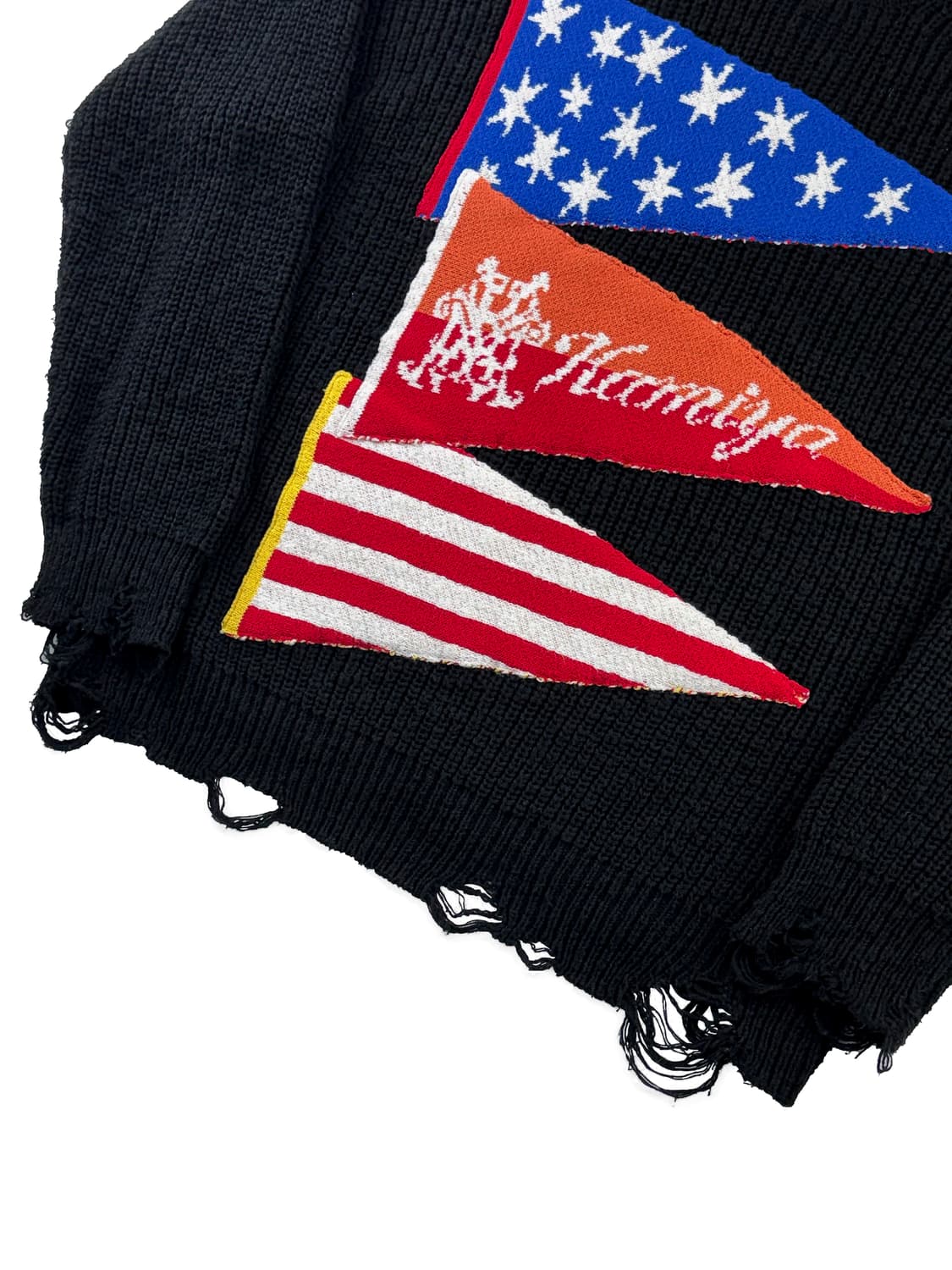 카미야 쓰리 프래그 니트 풀오버 블랙 상품이미지4