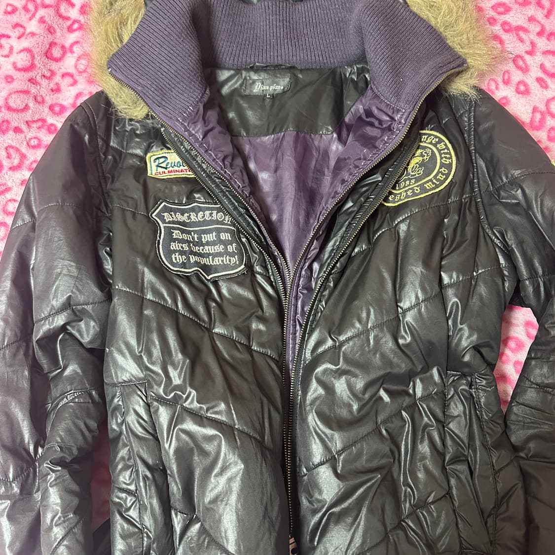 빈티지 갸루 레이어드 패딩 자켓 퍼 패딩 아우터 상품이미지4