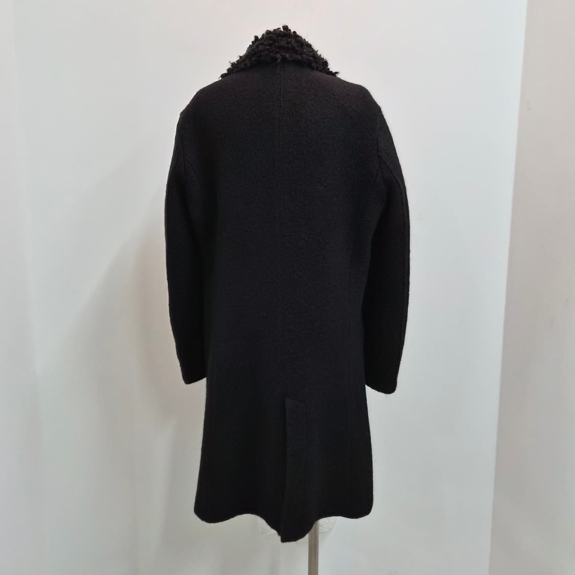 디젤 울100 블랙 셰어링 라펠 롱코트 상품이미지3