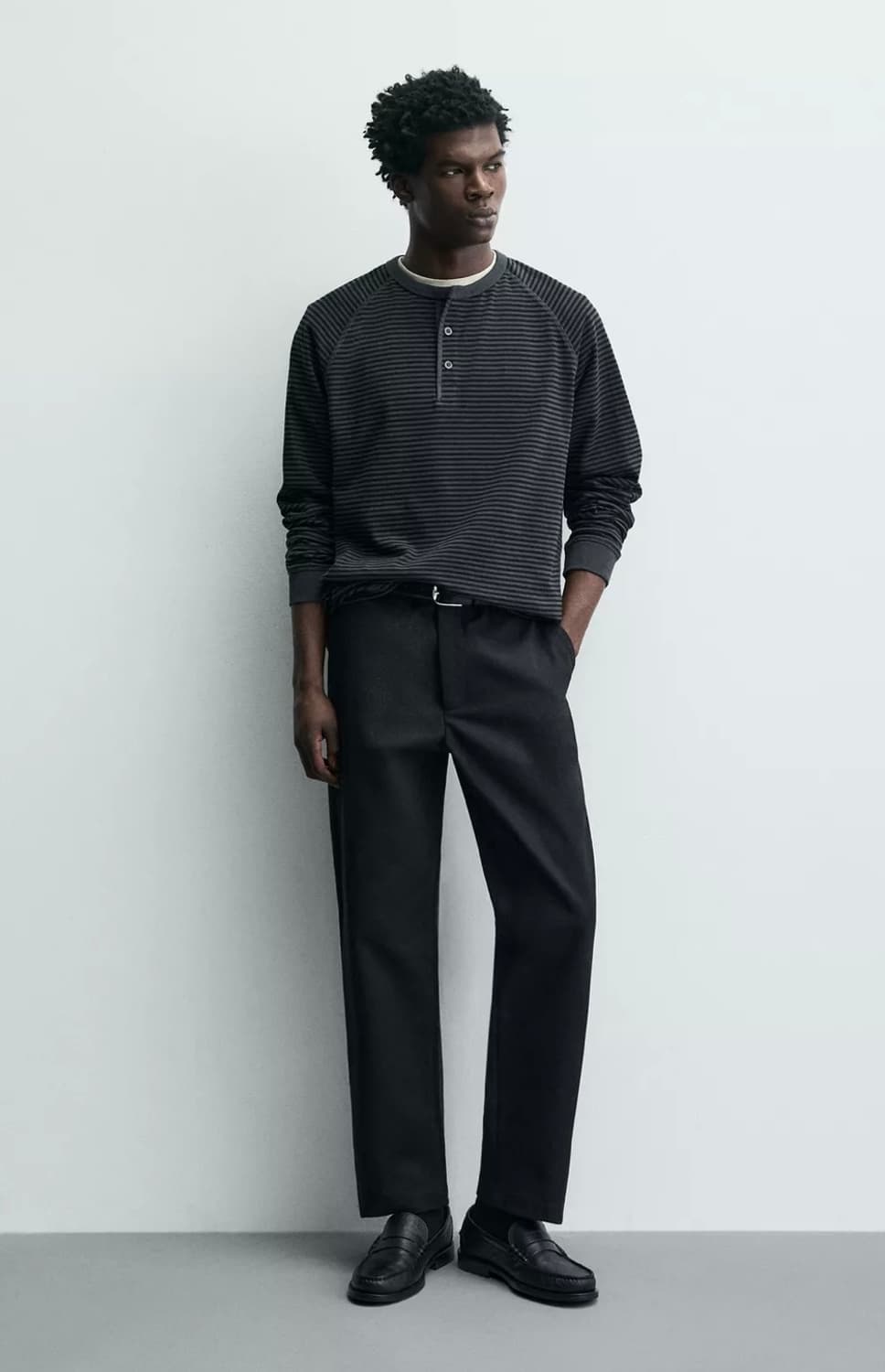 자라 스트라이프 헨리넥 티셔츠 상품이미지5