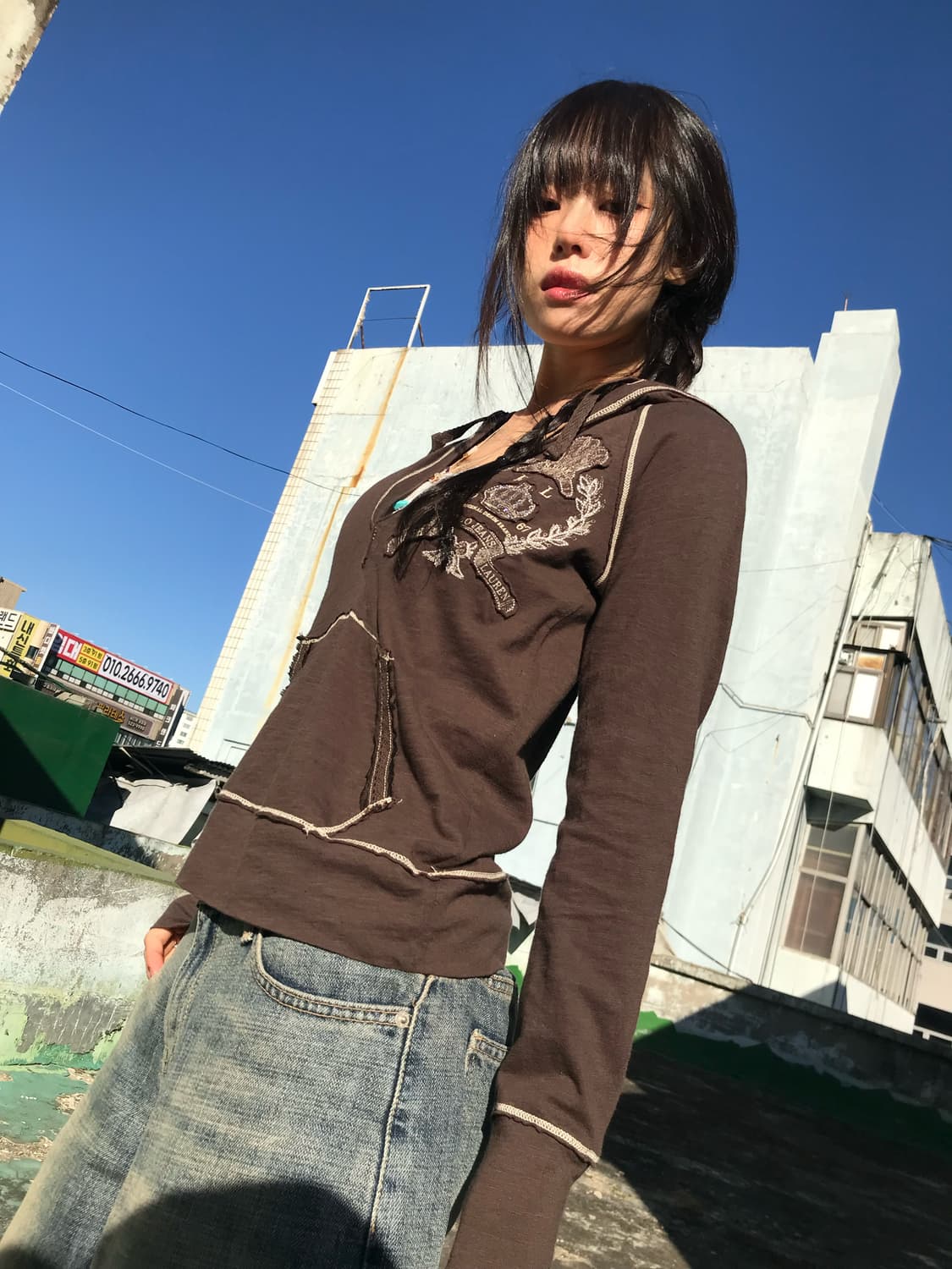 폴로 빈티지 브라운 후드 탑 상품이미지4