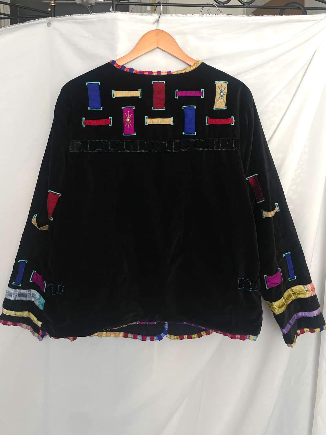 빈티지 패치워크 벨벳 자켓 블랙 상품이미지2