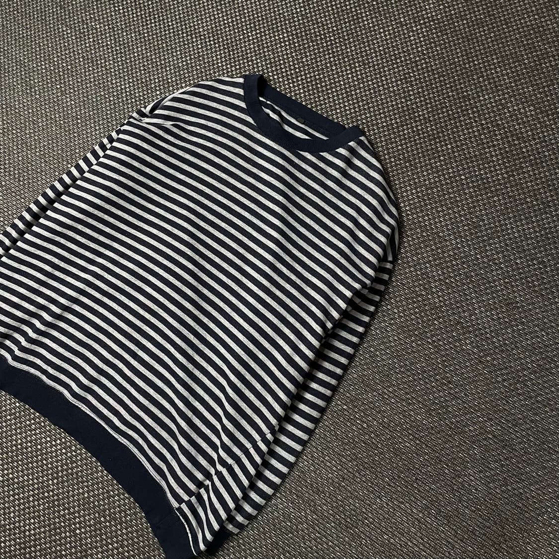 빈티지 네이비 그레이 단가라 긴팔 티셔츠 상품이미지4