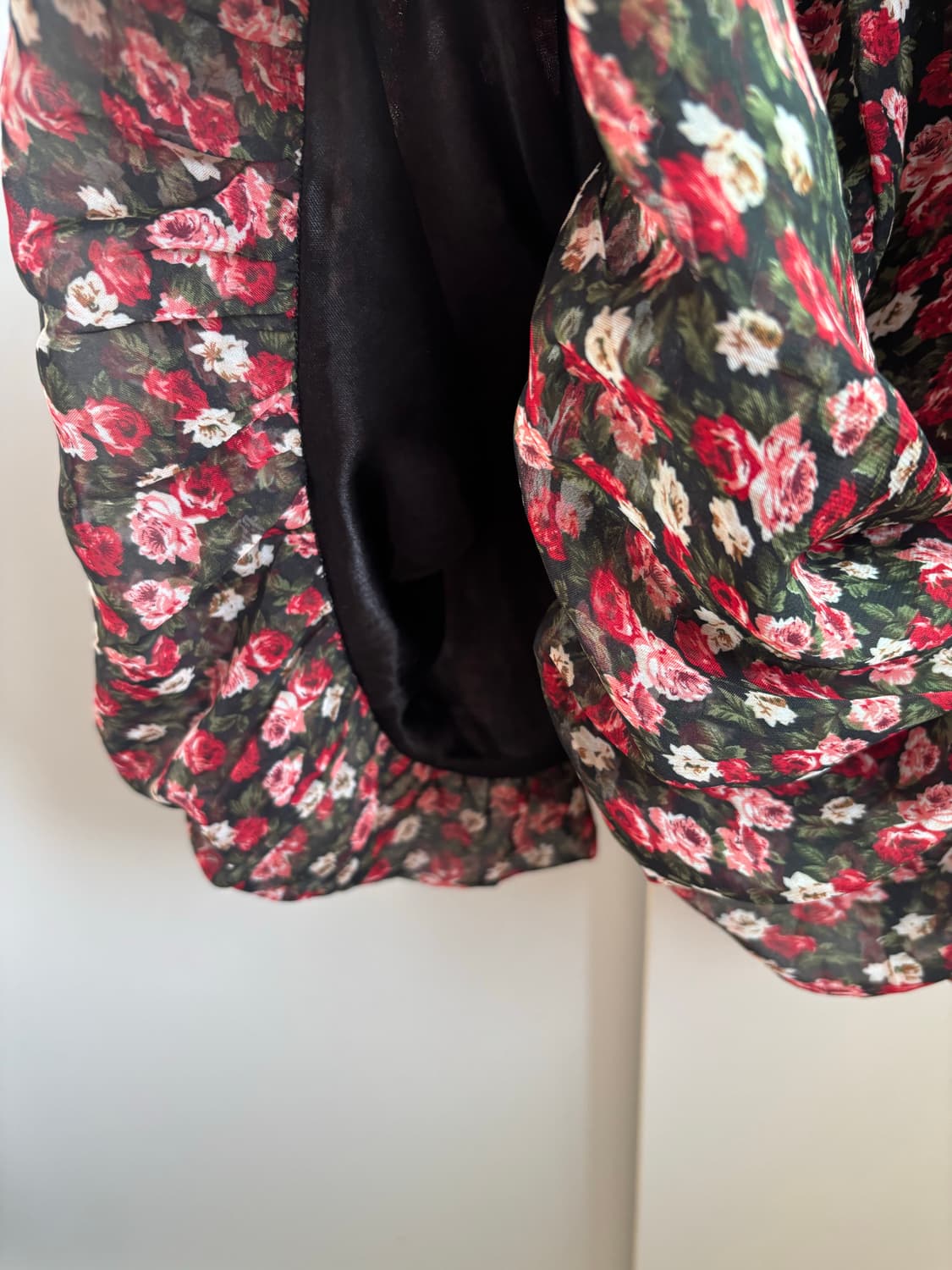 빈티지 플라워 무늬 레드 미니 끈 원피스 상품이미지6