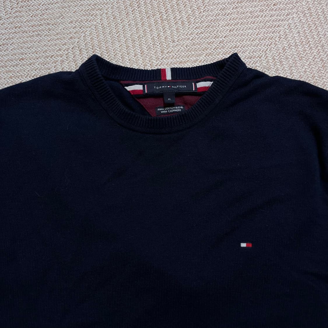 [정품] 타미 네이비 피마코튼 라운드 니트 [ M ] 상품이미지3