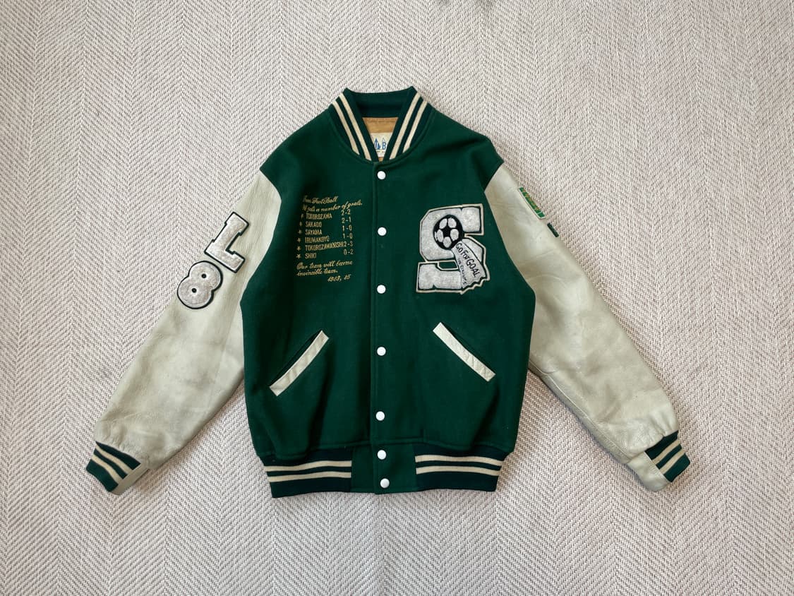 빈티지 아이비 울 멜톤 레더 슬리브 바시티 자켓 J03771 상품이미지2