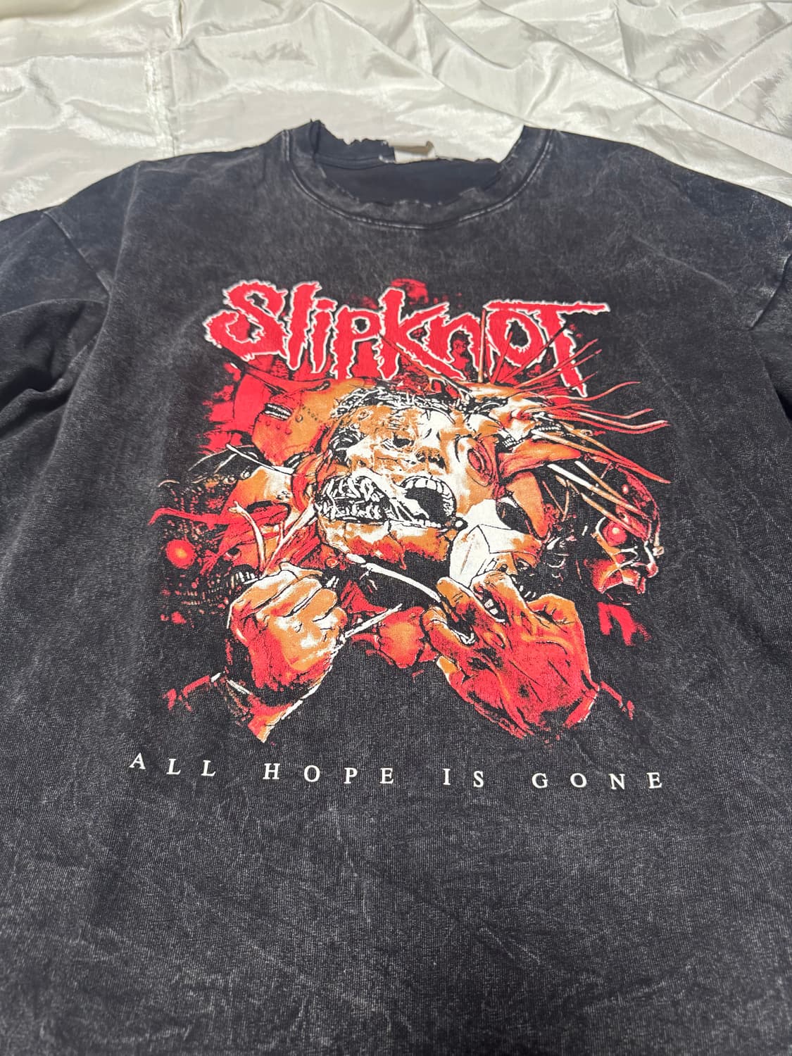 Pigment washed punk printed T-shirt 상품이미지2