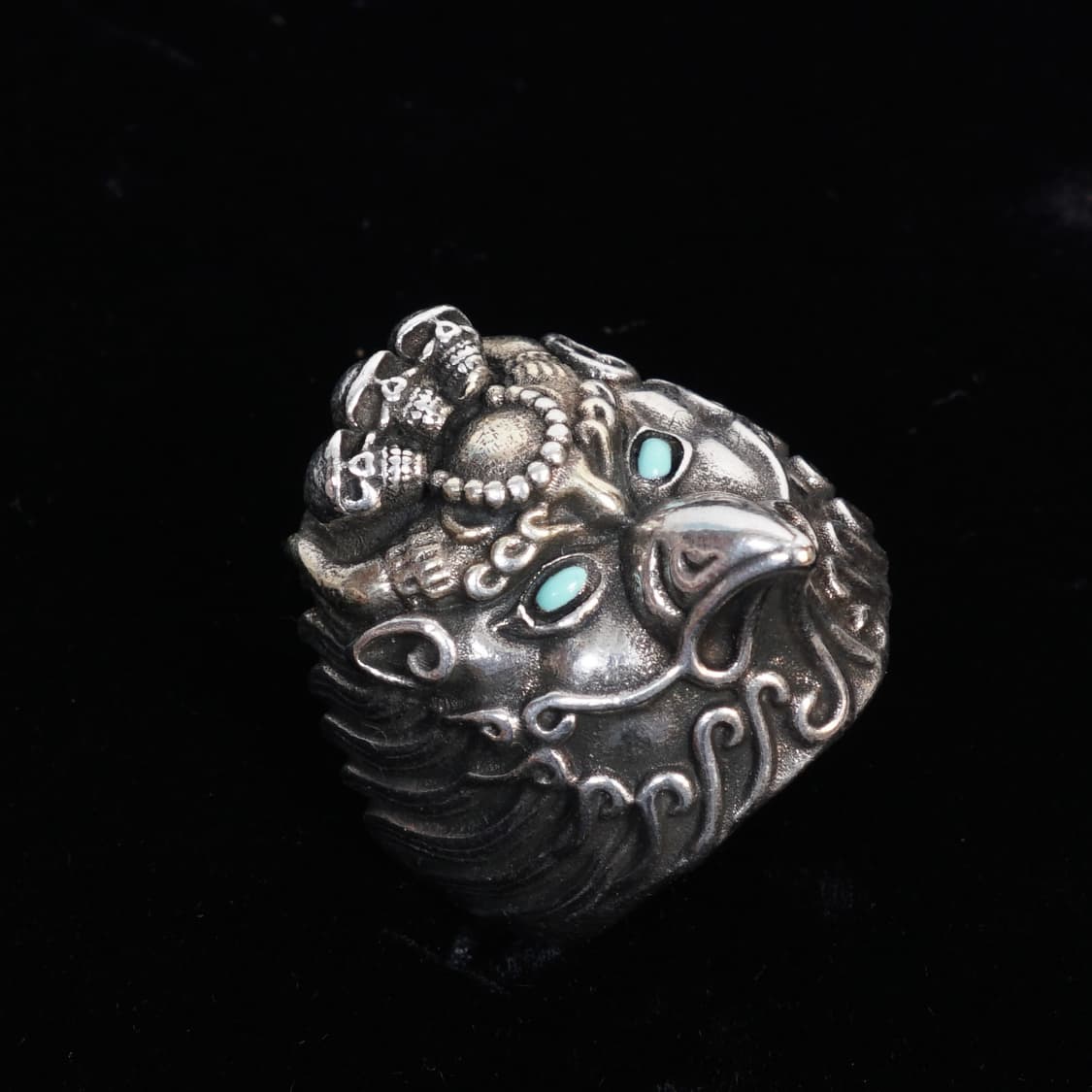 실버 925 스컬 디테일 반지 상품이미지5