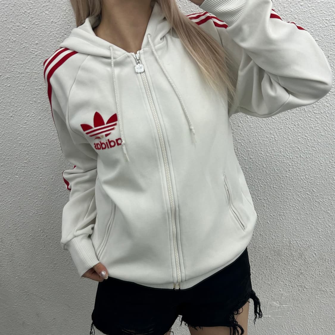 아디다스 레드라인 화이트 플락 후드집업 95 상품이미지2