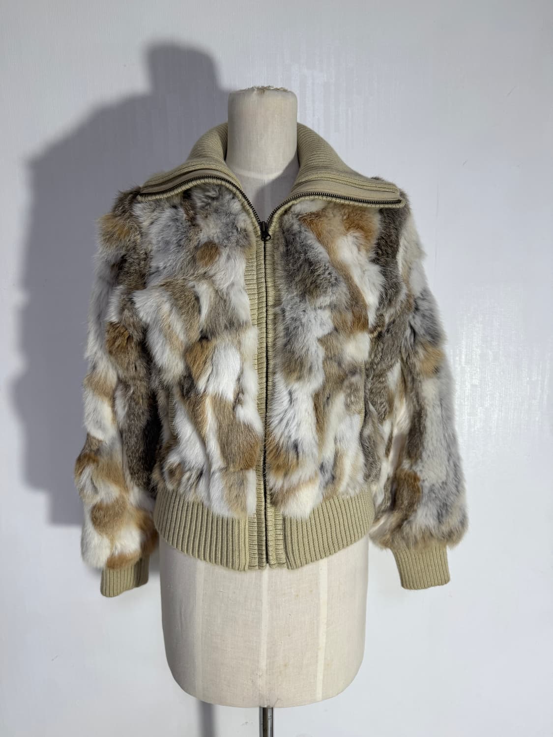 빈티지 래빗퍼 하이넥 니트집업 y2k goa 상품이미지1