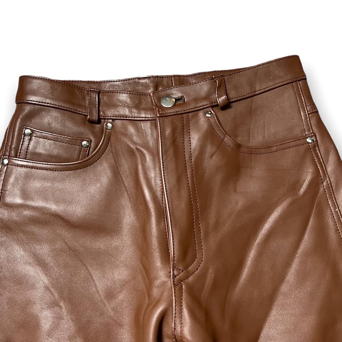 Met’z 브라운 카우 레더 팬츠 상품이미지3