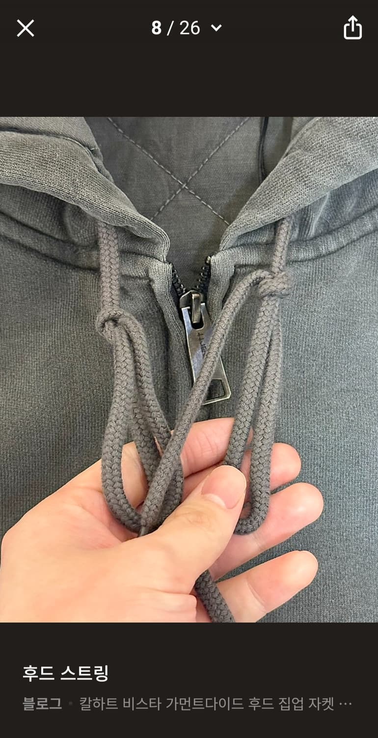 칼하트 비스타 후드자켓 차콜 가먼트 다잉 라지사이즈 상품이미지3