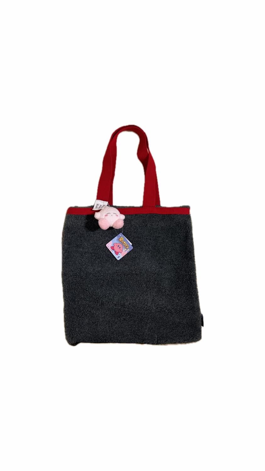 후리스재질 그레이 핸드백 ⭐️ 상품이미지1