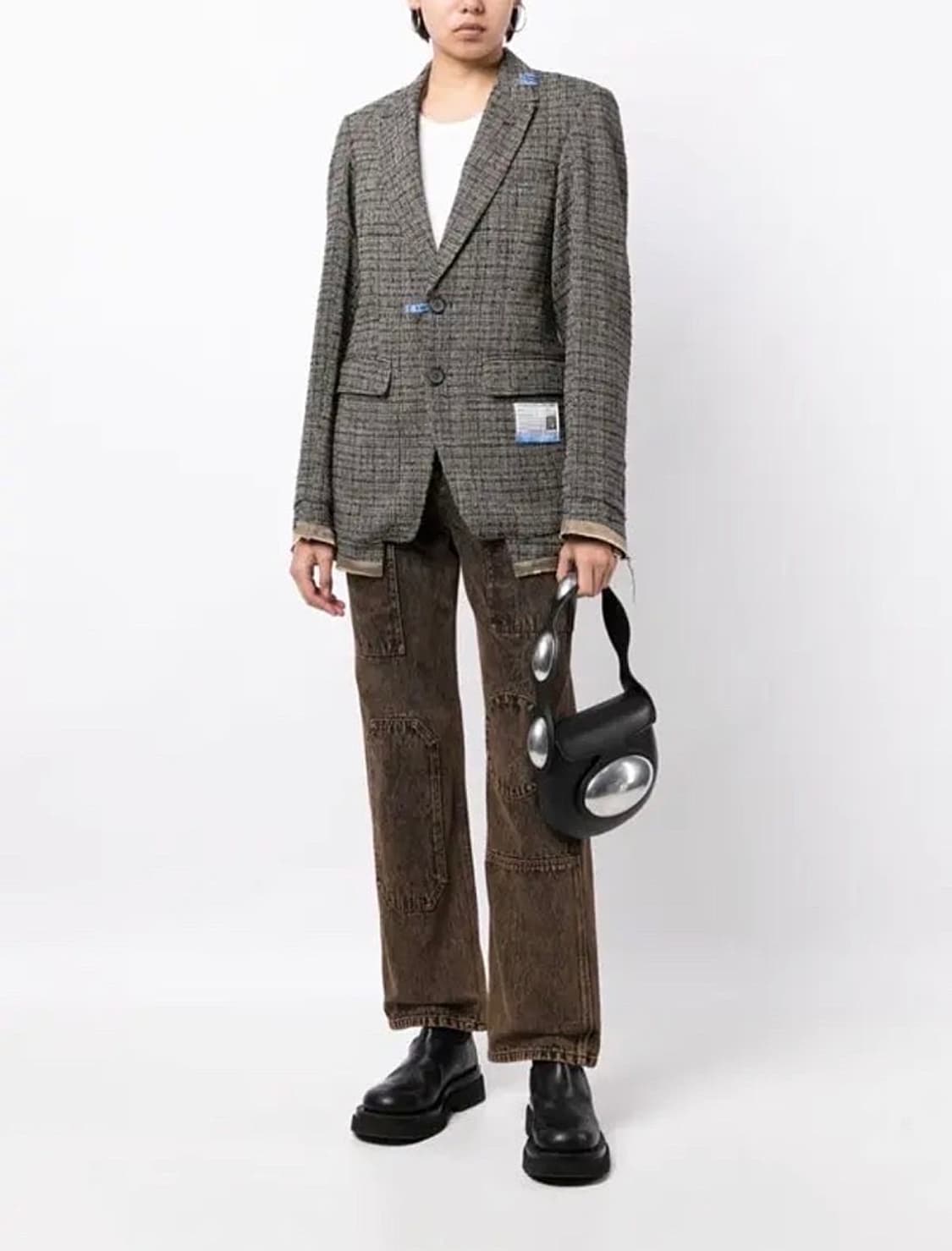 (정품/새상품) 미하라 야스히로 여성 체크 부클 싱글 블레이저 자켓 상품이미지3