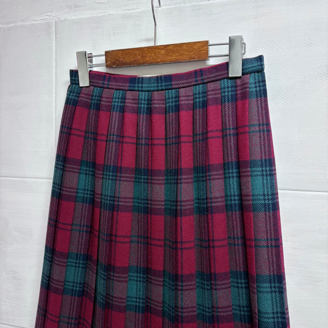 Saint Joie 플리츠 주름 체크 울 미디 스커트 JPN 상품이미지2