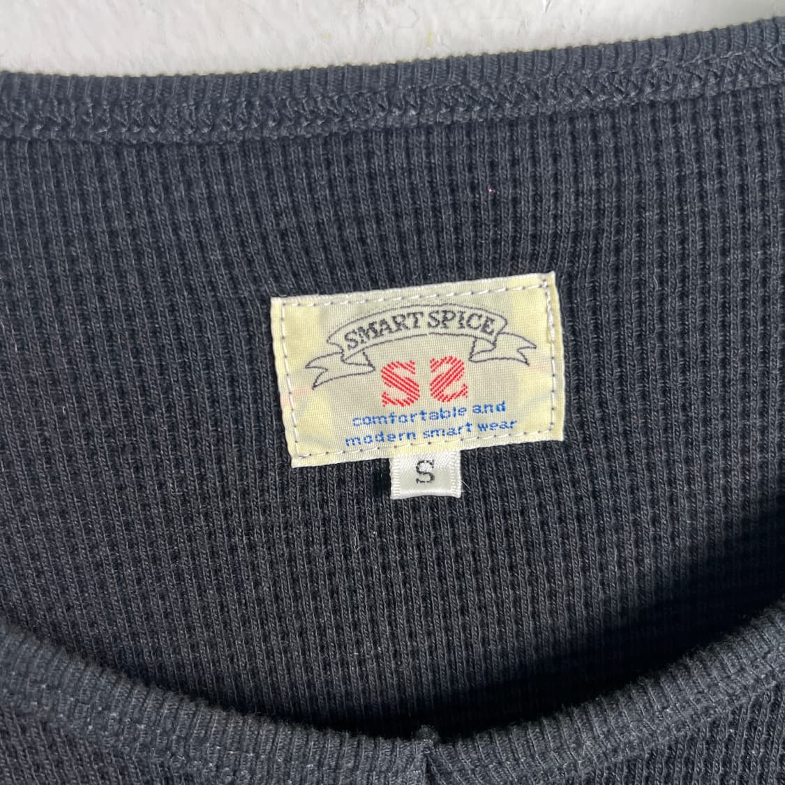 jpn vtg 빈티지 블랙 와플 브이넥 롱슬리브 S 상품이미지4