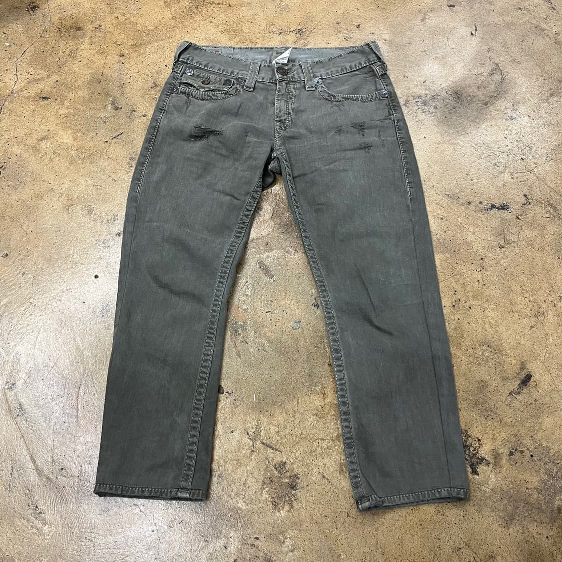 [정품/31] 트루릴리젼 데님 팬츠 카키 데미지진 b14 상품이미지2