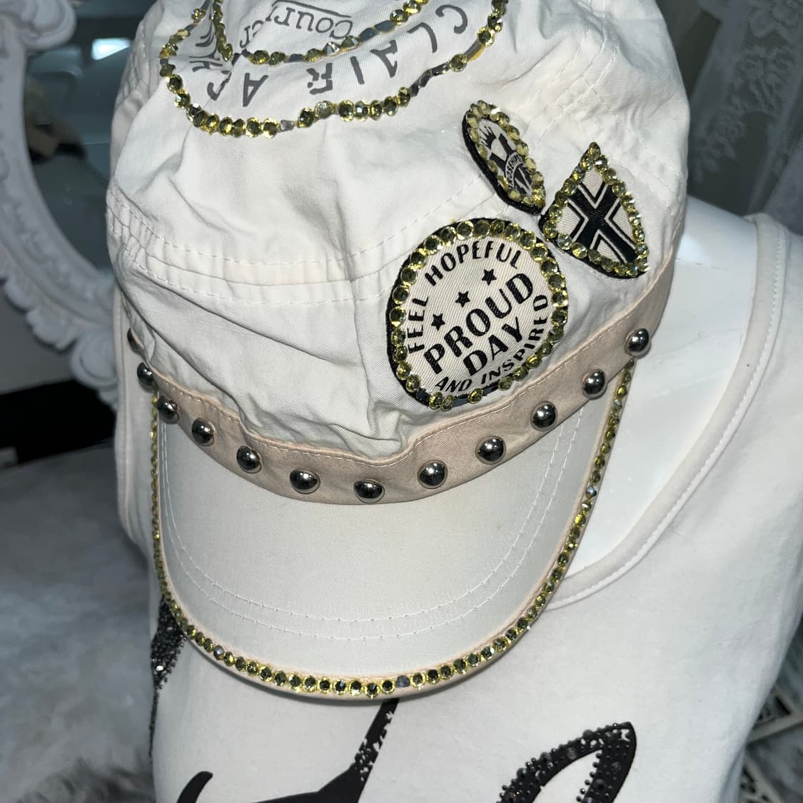 화이트 갸루 밀리터리 캡 상품이미지2